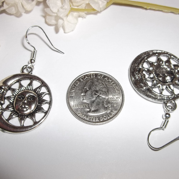 Earrings Silver Moon Star Celestial Jewelry 1561 - Picture 4 of 6